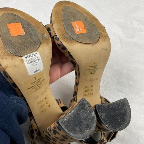 Vintage Y2K Jersey Shore Style Leopard Print Open Toe Block Heels - Picture 4 of 4